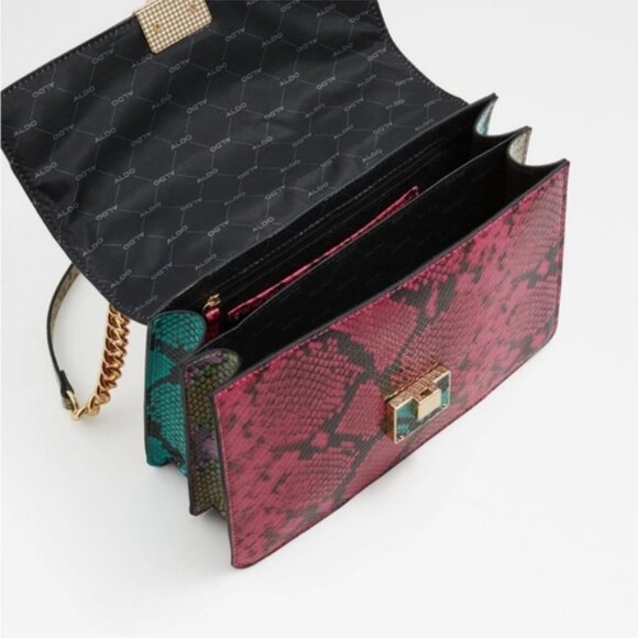 ALDO Women's Faux Leather Snake Print Crossbody Bag Adjustable Strap Multicolor - Picture 7 of 11